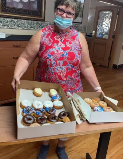 employee gift smiling staff member