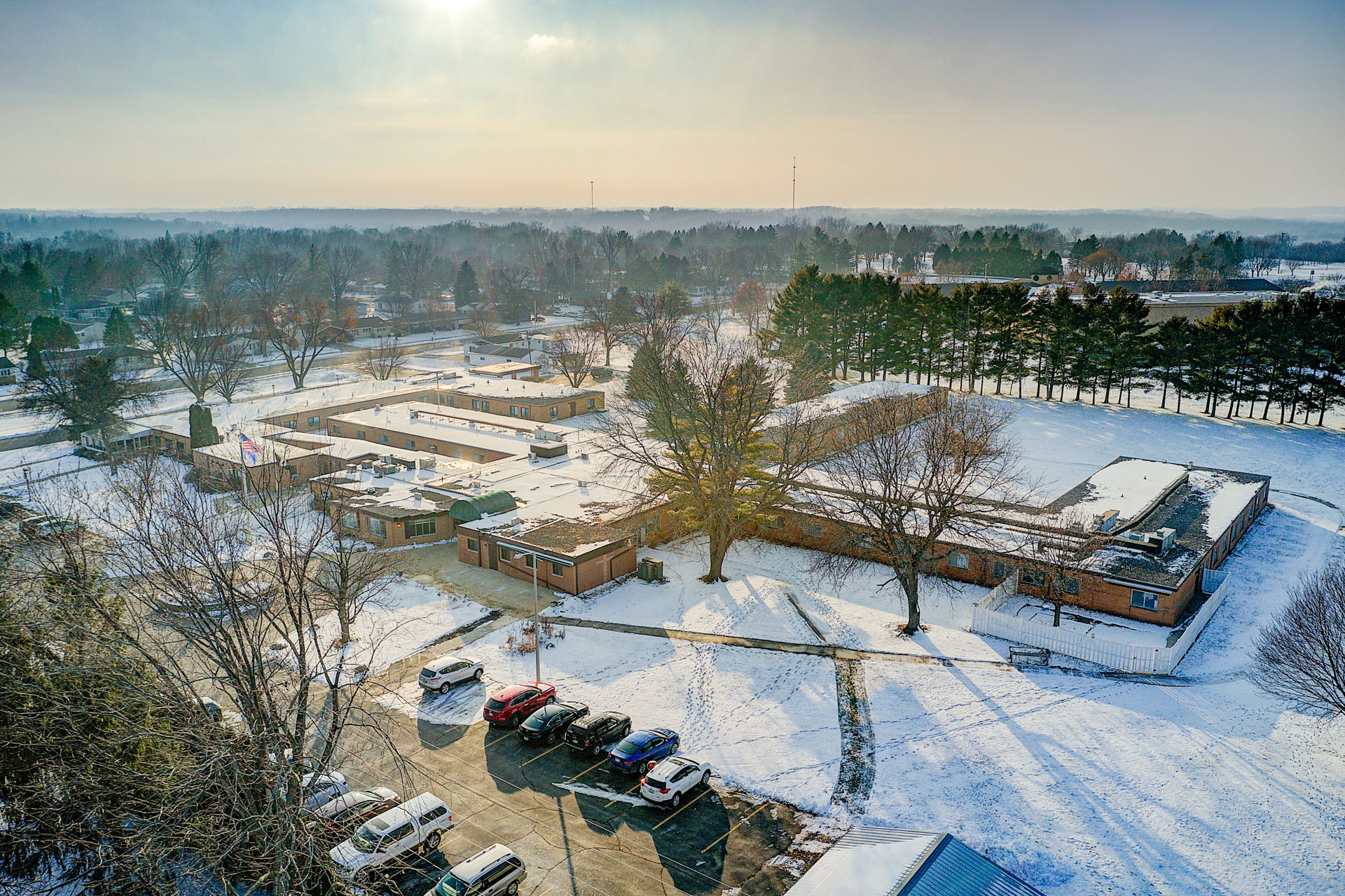 whispering pines aerial picture winter