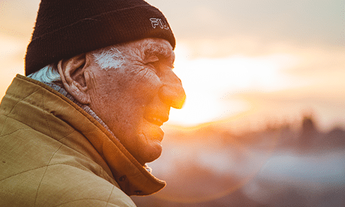 happy elderly man sunshine