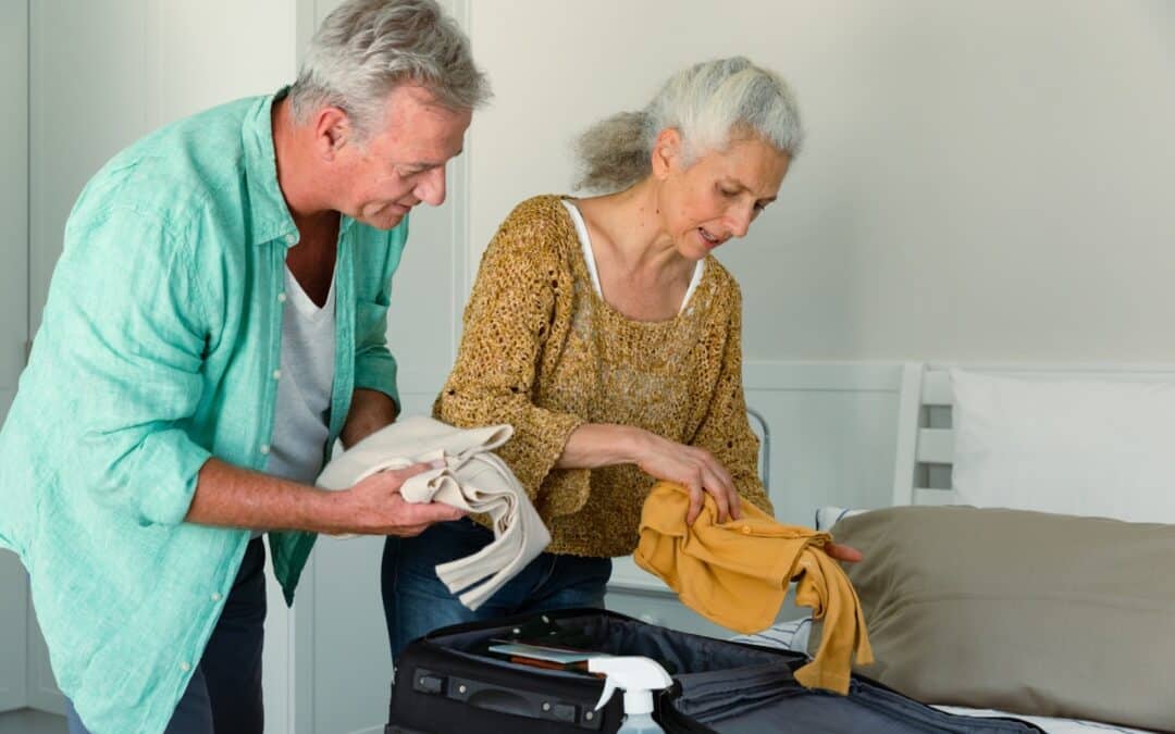 Elderly couple packing their things for a skilled nursing stay